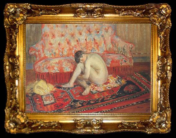 framed  Henri Lebasque Prints Nude on Red Carpet,, ta009-2